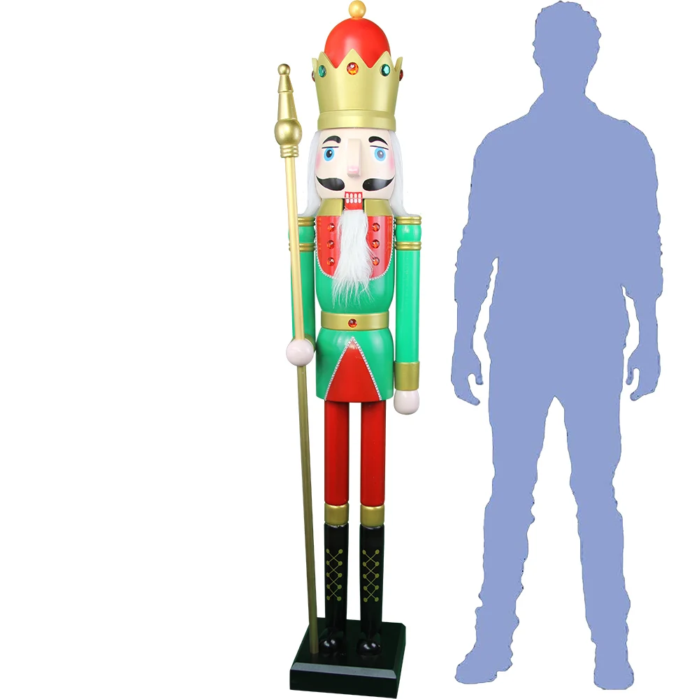 CDL 6feet/180cm/6ft/6foot Life size large/Giant Green Christmas Wooden Nutcracker King & Soldier Ornament Doll Gift K27