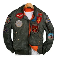 2021 men green usaf pilot leather jacket plus size 6xl genuine natural sheepskin slim fit spring military aviator coat