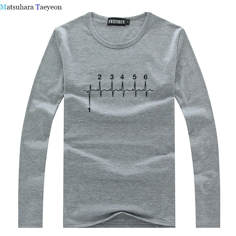 

Funny Motorcycle Gear Heartbeat T Shirts Men Cool Hip Hop Street Tshirt Men Autumn Spring T Shirt Cotton Long Sleeves T Shirts