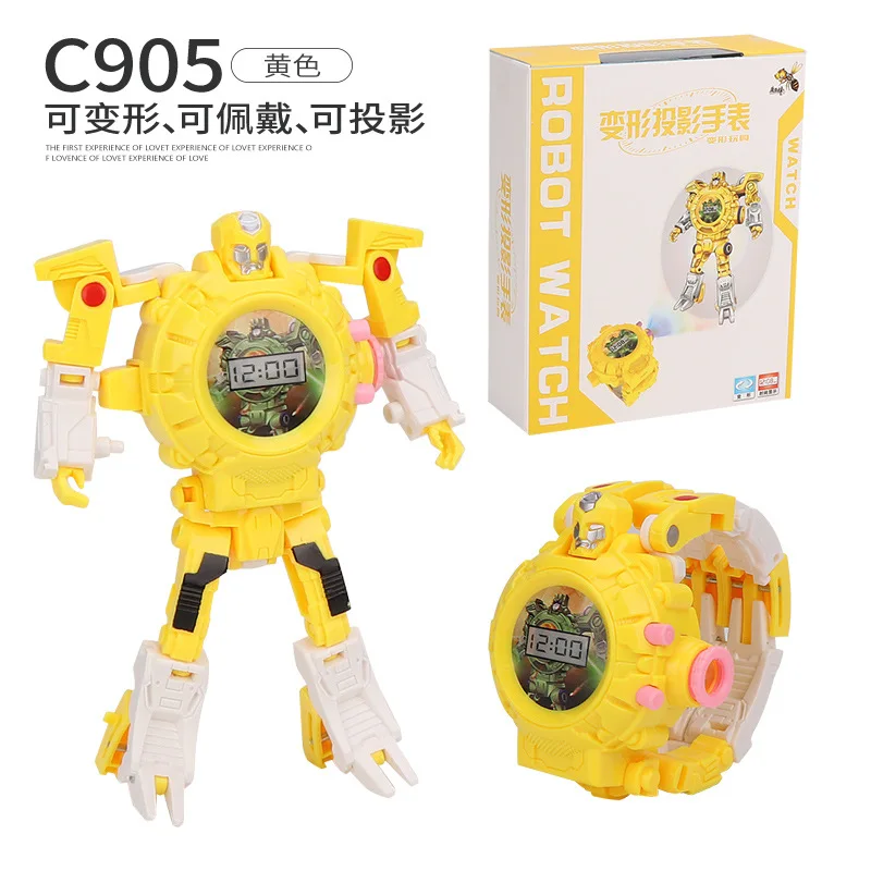 

Big Cartoon Deformation Robot Electronic Watch King Kong Boy Multi-Function Children's Projection Watch Toy