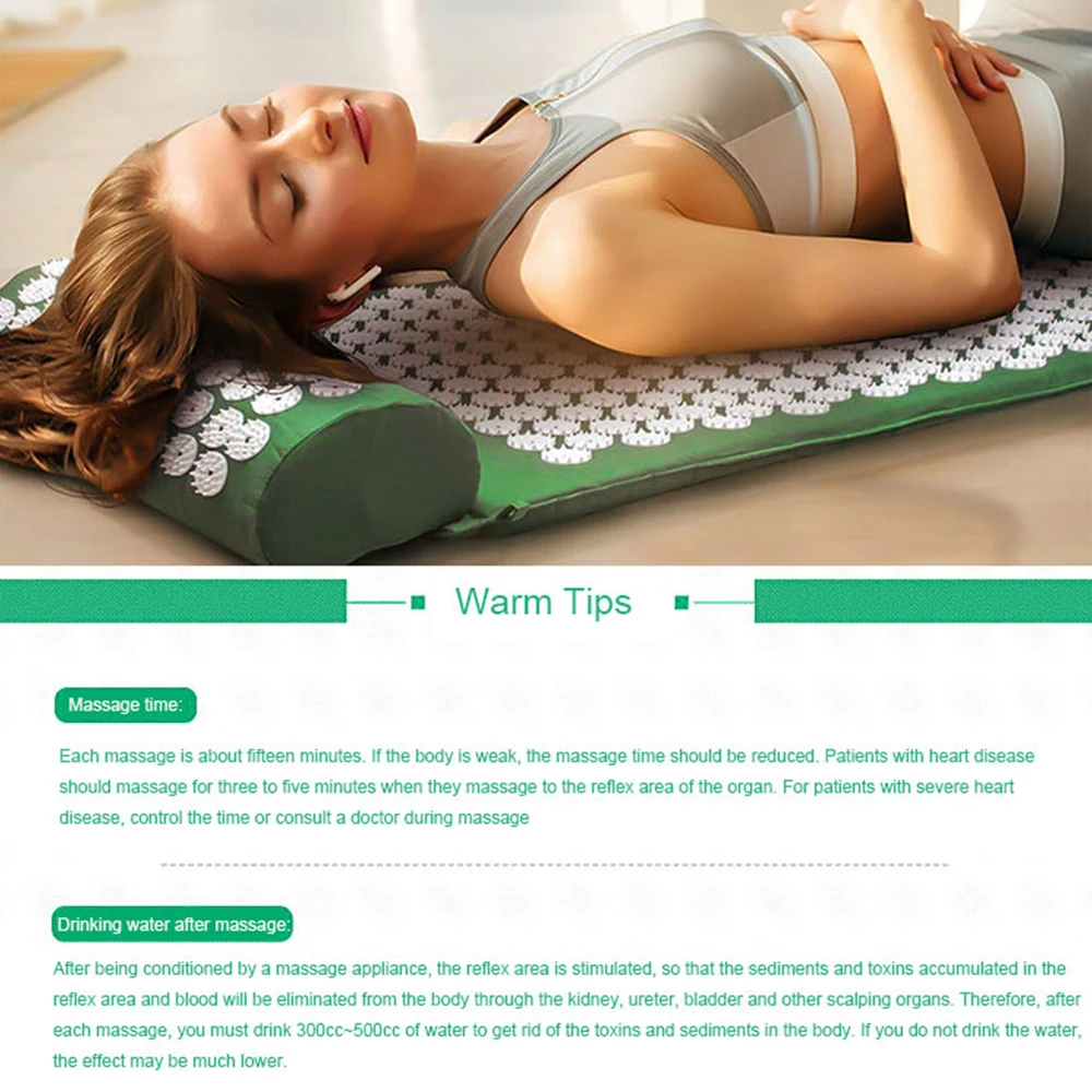 

Massage Cushion Yoga Acupressure Mat with Pillow Set for Neck Back Foot Stress Pain Relief Fitness Massage Spiky Pad Acupressure