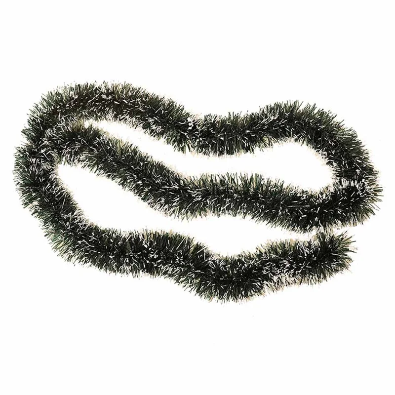 

Dark Green And White Side 2m White Grass Garland Ornaments Christmas Tree Pendant-tops + 12 Silver Bows Bar Coffee Decor Hanging