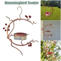 hummingbird feeder for outdoor decorative metal copper red berries branches art hanging ornament for garden home hk3