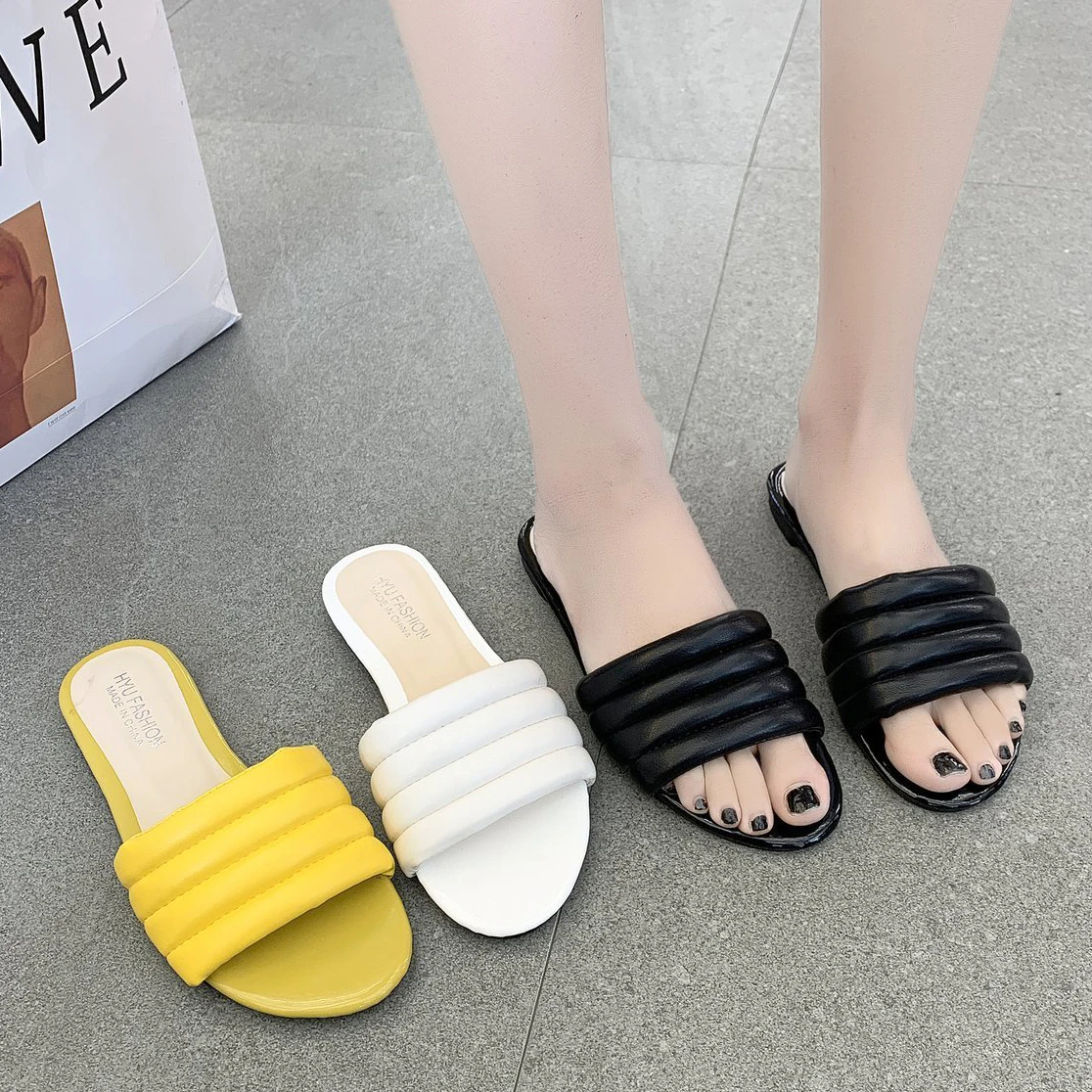 

Women Slippers 2021 Brand Fashion Flat Open Toe Summer Sandals Ladies Slides Non-slip Women Casual Slippers Shoes Big Size 42