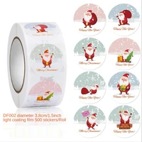 2021 new christmas gift package seal lovely santa claus holiday decoration greeting card cartoon sticker wholesale roll 3 8cm