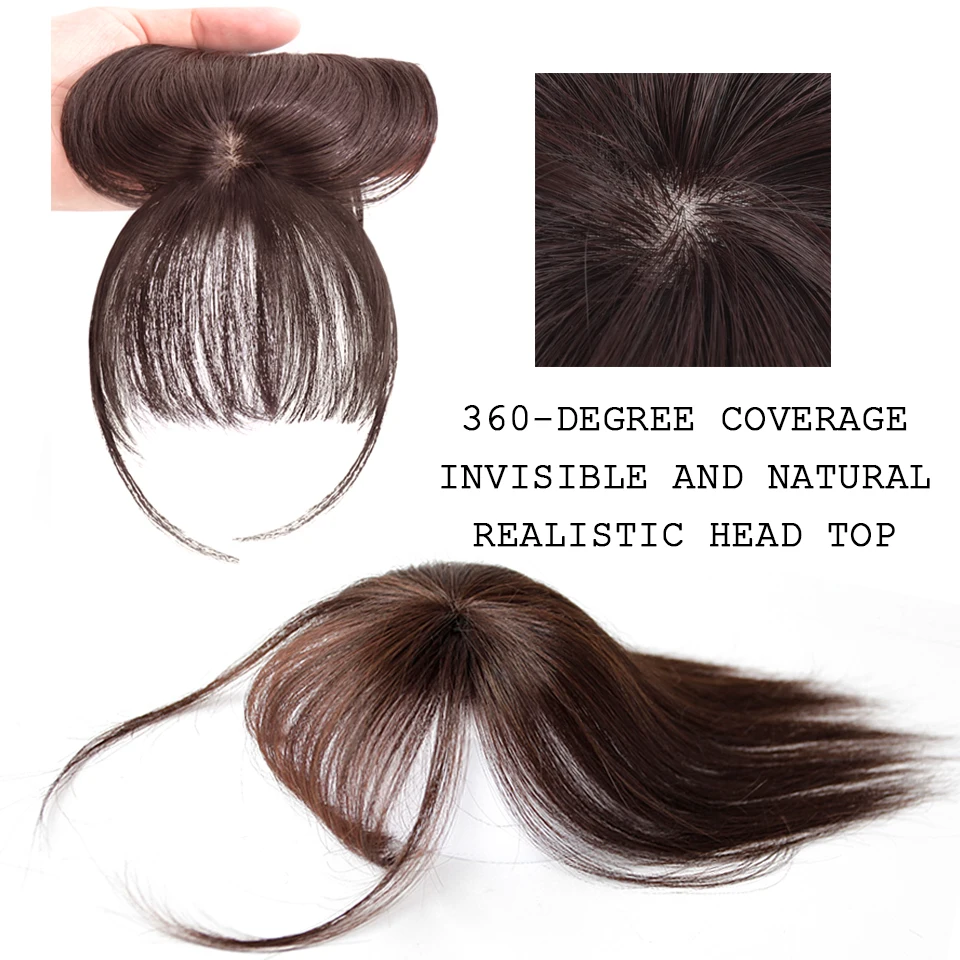 

HUAYA Women's Synthetic Hair Bangs 3D Middle Part Bangs Hairpiece Clip In Hair Extensions Cover White Hair Fake Hair