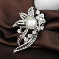 new korean fashion elegant pearl rhinestone collar pin brooch scarf buckle diy accessories women bag decoration