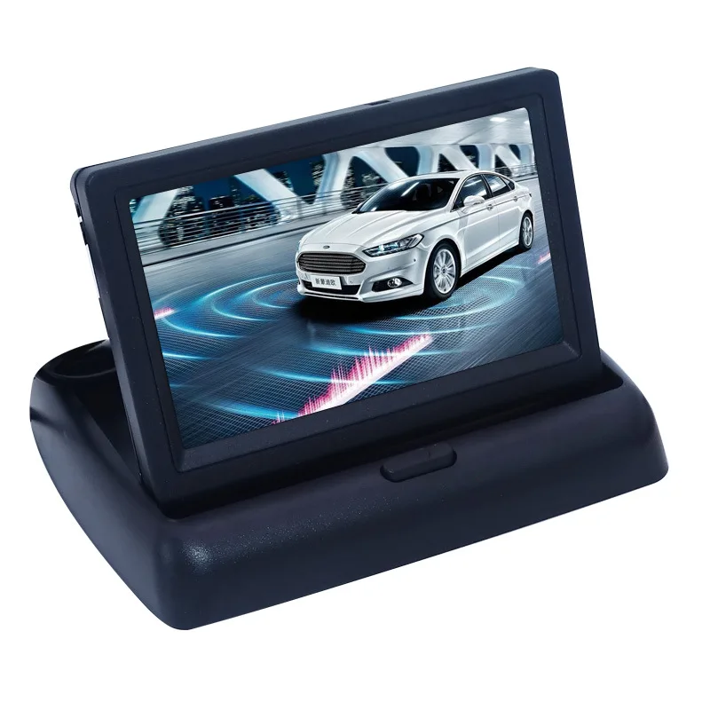 

Широкое напряжение 12-24 В визуальное реверсивное видео изображение HD Автомобильный дисплей 4,3 "складной дисплей