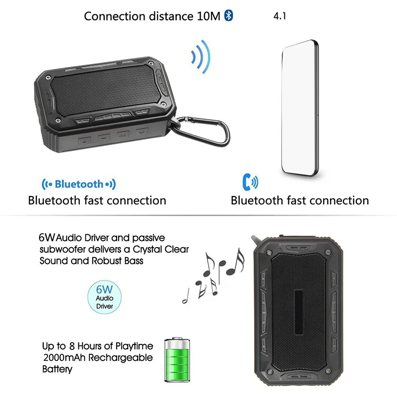Портативный Bluetooth динамик беспроводной s V4.1 IP67 водонепроницаемый