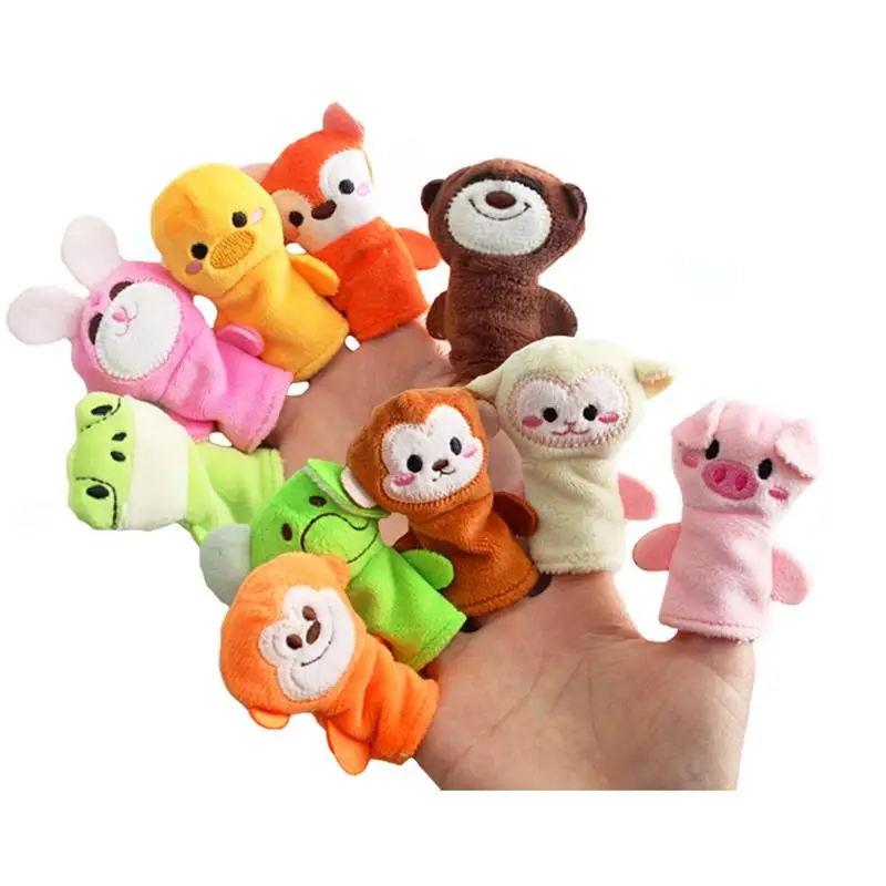 

10pcs Animal Finger Puppets Story Time Soft Plush Animals Cartoon Finger Doll Finger Toy for Toddlers Kids Baby