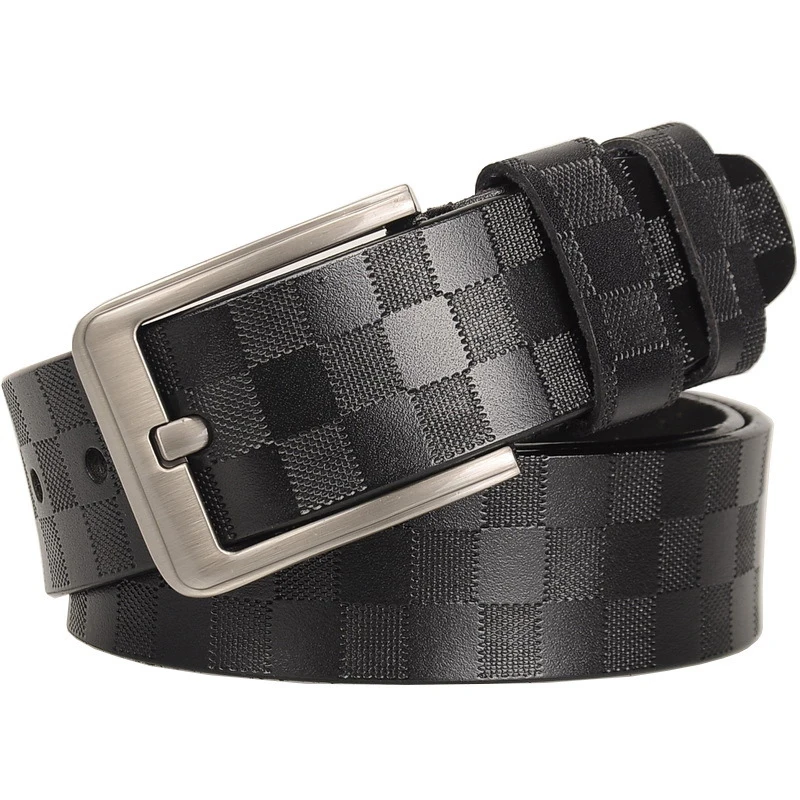 

Women Luxury Belt New Genuine Leather Belts for Women Pin Buckle Grid Cow Leather Waistband Female Jeans Luxury Fashion 2021