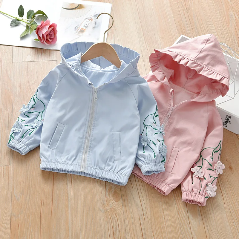 IENENS Girls Hooded Jackets Coats Kids Baby Girl Solid Color Outerwear Tops Clothes Clothing Children Girl's Trench Coat Jacket | Детская