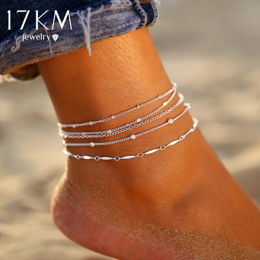 New Vintage Anklet Set Fashion Anklets For Women 5pcs/set Multilayes Adjustable 2020 Bracelet On Leg Foot Beach Jewelry | Украшения и