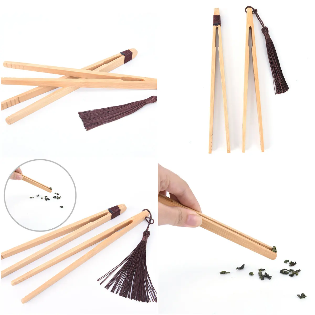 Деревянный Пинцет для чая щипцы с беконом бамбуковый кухонный салат тост 1