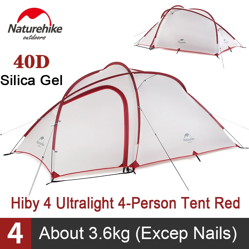 Палатка Naturehike Hiby на 3 4 человека Ультралегкая уличная семейная дорожная палатка 20D