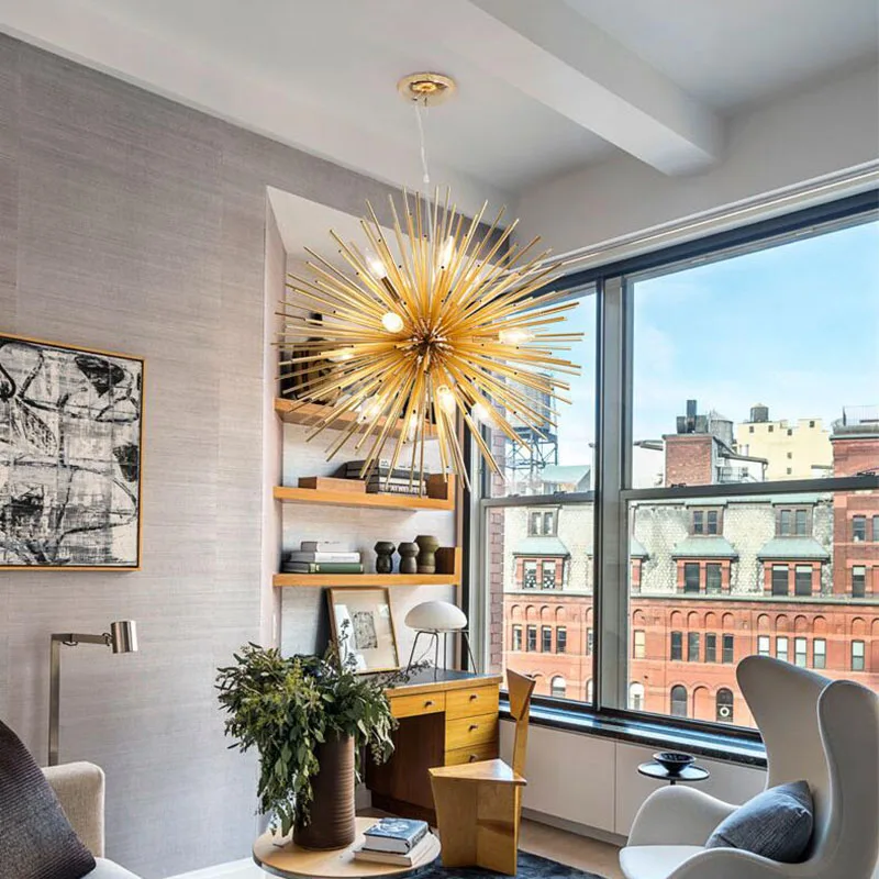 Фейерверк Одуванчик Золотой светодиодный радиационный шар арт кулон в виде ежа