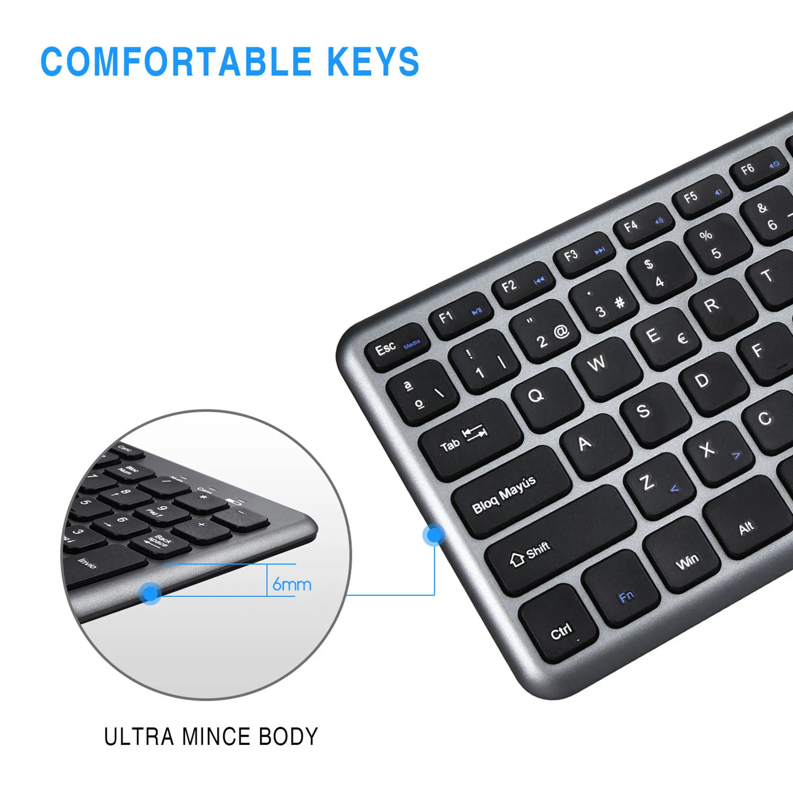 

Computer Peripherals Ergonomic Gaming Wireless Keyboard and Mouse Combo Full Size Ergonomic Compact with Number Pad for pc