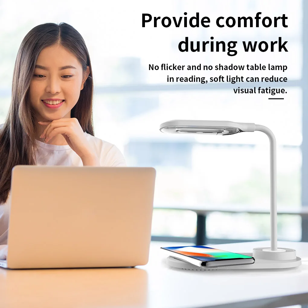 10 Вт Светодиодная настольная лампа Беспроводное зарядное устройство мобильный