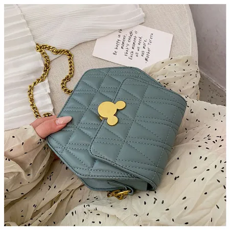 Green Новинка Disney Mickey Messenger сумка повседневная женская сумка клатч сумка PU материал пакет DS-AA018 - Цвет: Green