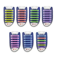 12 pcs1 set silicone shoelaces fluorescence elastic shoe laces for sneakers child adult lazy lace accessories rubber shoelace