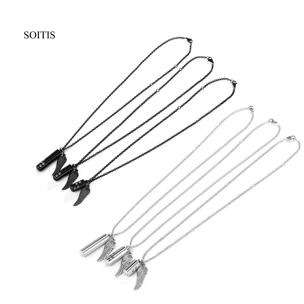 Ожерелье из черной искусственной собачьей лапы SOITIS с рисунком крыла