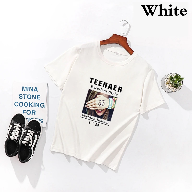 Летняя футболка с короткими рукавами Женская свободная 2019 Новая модная круглым