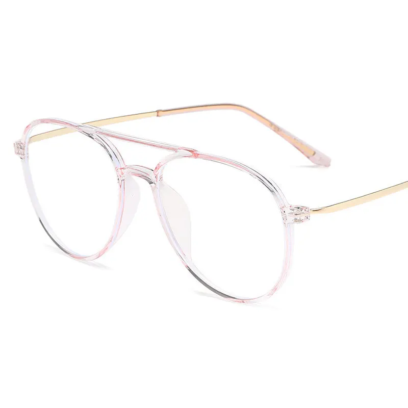 

New fashion full frame anti-blue light glasses TR90 oval frame Korean version double beam trend flat mirror.