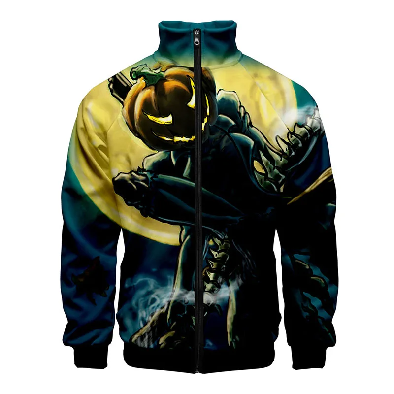 

Fashion Novelty Raglan jackets Halloween 3D Print Zipper Jacket Windbreaker Men/Boys Stand Collar Long Sleeve Clothes Jackets
