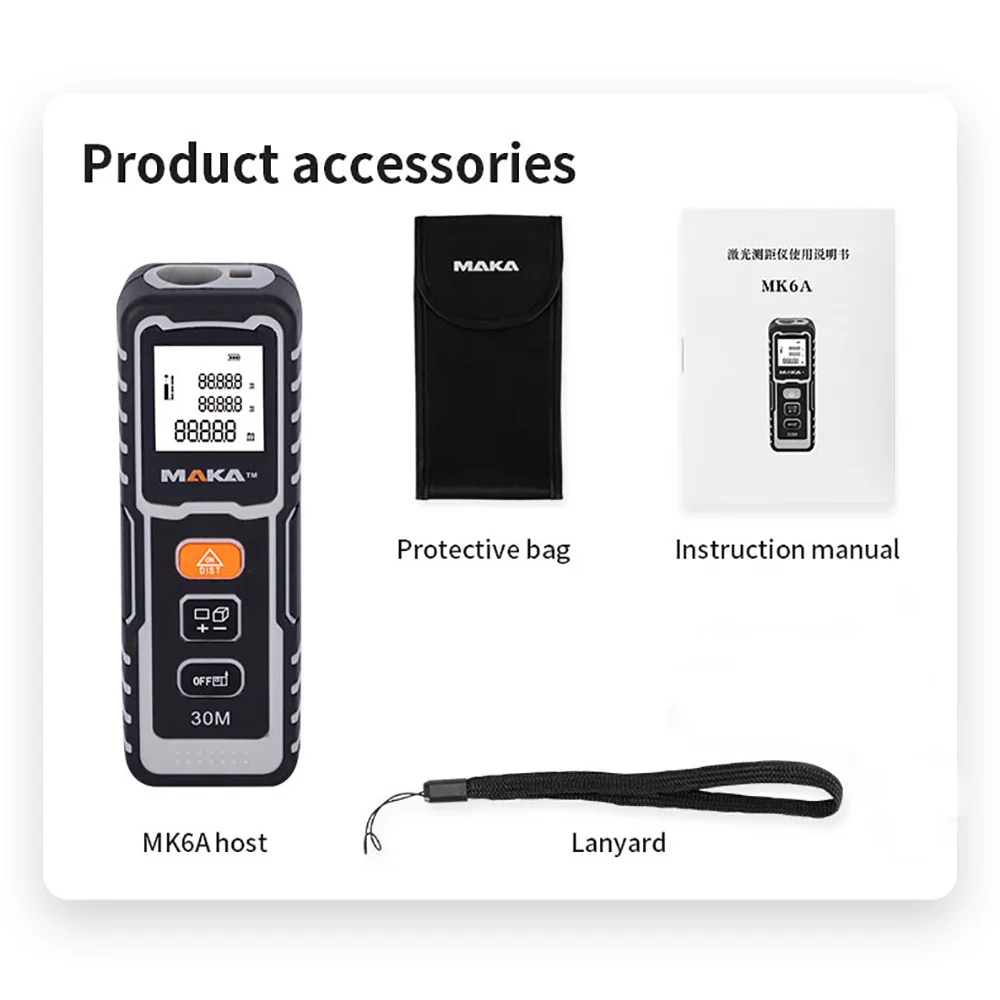 

Handheld Laser Distance Meter Mini Laser Rangefinder Laser Tape Range Finder 30M Diastimeter Measure Laser Measuring Tool MAKA