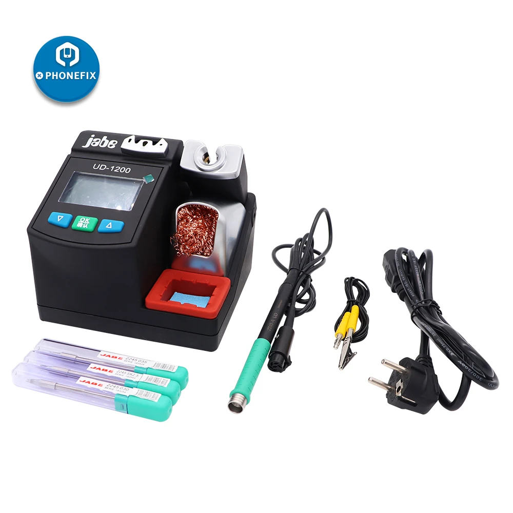 

Jabe UD-1200 Lead-free Soldering Station 2.5S Rapid Heating with Dual Channel Power Supply Heating System Phone PCB Welding Tool