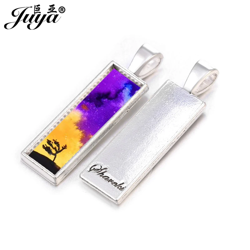 10 шт. прямоугольная основа подвески настройки 8x26 мм сплав Пустой Лоток амулеты для самостоятельного изготовления ювелирных изделий ожерелье брелок фурнитура изделия