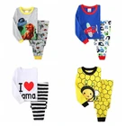 Новинка, Детские пижамные комплекты с героями мультфильмов, хлопковая одежда с длинным рукавом, костюм, детские пижамы на весну и зиму, одежда для сна для маленьких девочек и мальчиков