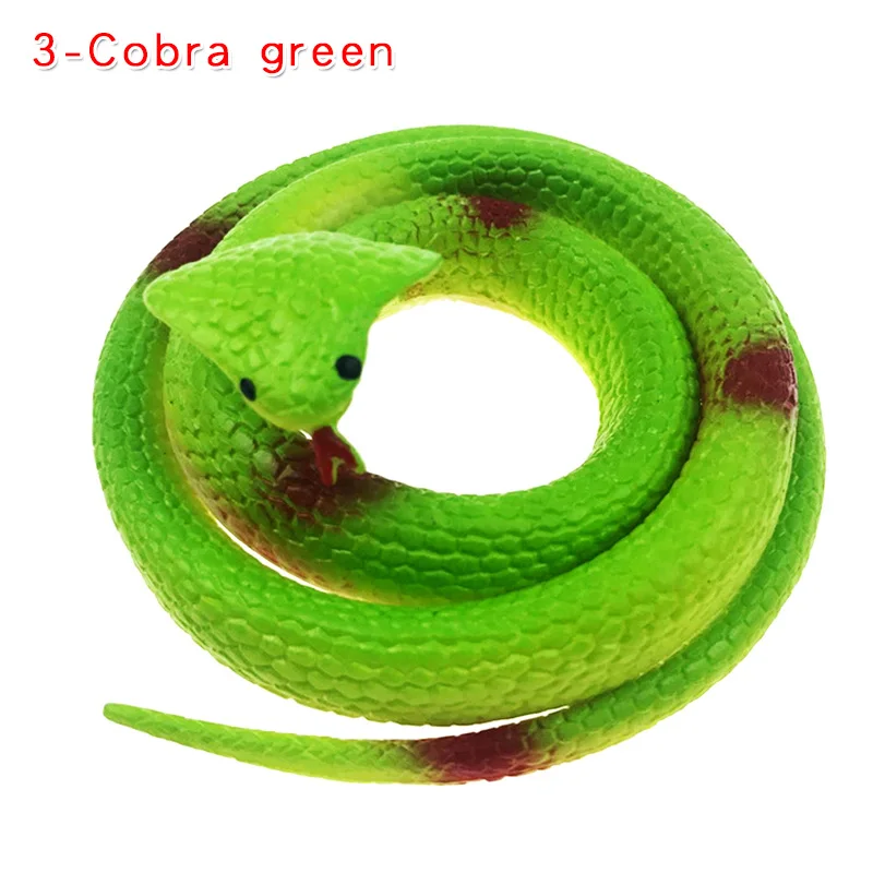 3-Cobra green Моделирование мягкая резиновая игрушка "Змея" модель страшная поддельная змея хитрая пародия розыгрыш на Хэллоуин реквизит подарки Декор дети кляп шутки шалость игрушки - Цвет: 3-Cobra green