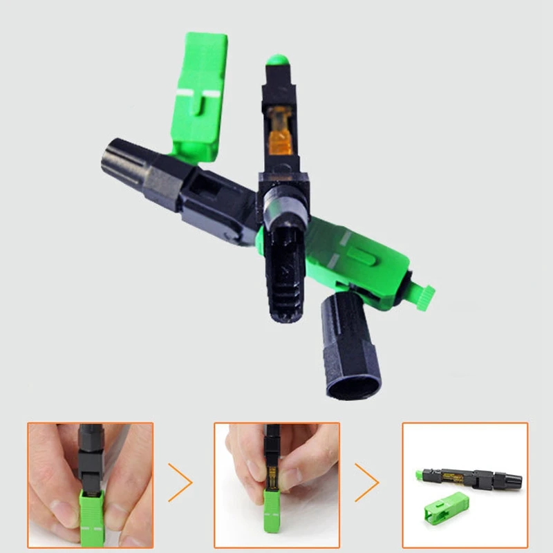 

100Pcs Ftth Sc Apc Single-Mode Fiber Optic Sc Apc Quick Connector Sc Apc Ftth Fiber Optic Fast Connector