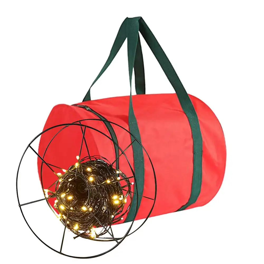 

Christmas Light Storage Bag Round Storage Bag For Christmas Lights Bulbs Tear-Proof 600D Oxford Fabric Reinforced Stitched Ha