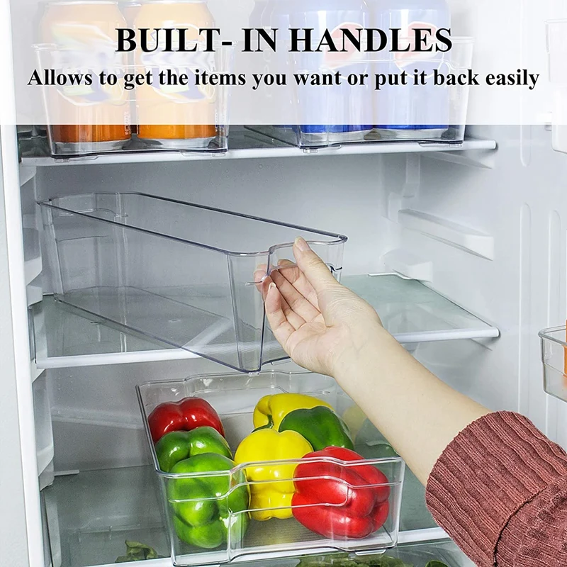 

Refrigerator Organizer Bins Set of 6, Food Storage Bins with Handle for Freezer, Cabinets Pantry Organization Storage