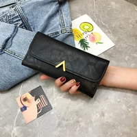 wallet women long buckle luxury retro oil waxpu brand leather coin purses clutch lattice female money bag credit card holder 727