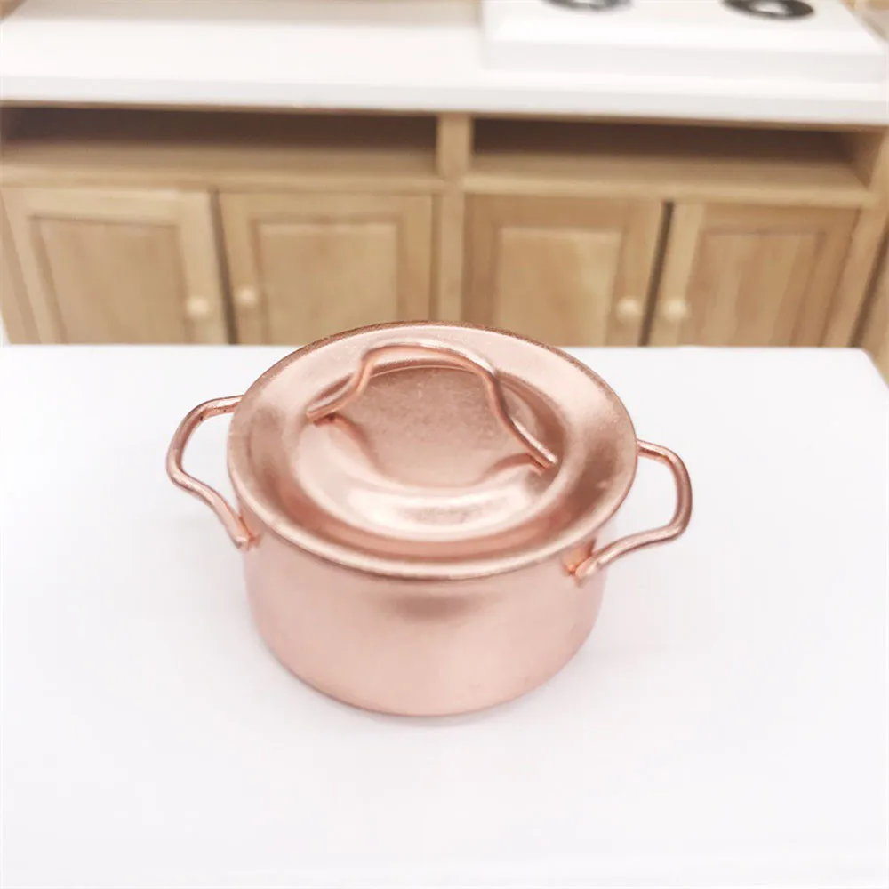 

COMPUDA Copper Cooking Pan Pot 1/12 Dollhouse Miniature Kitchen Cookware Accessor