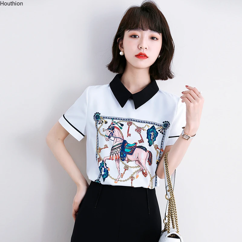 

Женские рубашки-поло, блузка с коротким рукавом, модель 10066 года