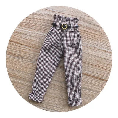 plaid pant and belt Новые кукла 1/6 брюки blyth жилет ob24 кардиган кукольный наряд(Fit blyth, ob24, pullip, azone, licca, ICY, кукла 1/6 - Цвет: plaid pant and belt