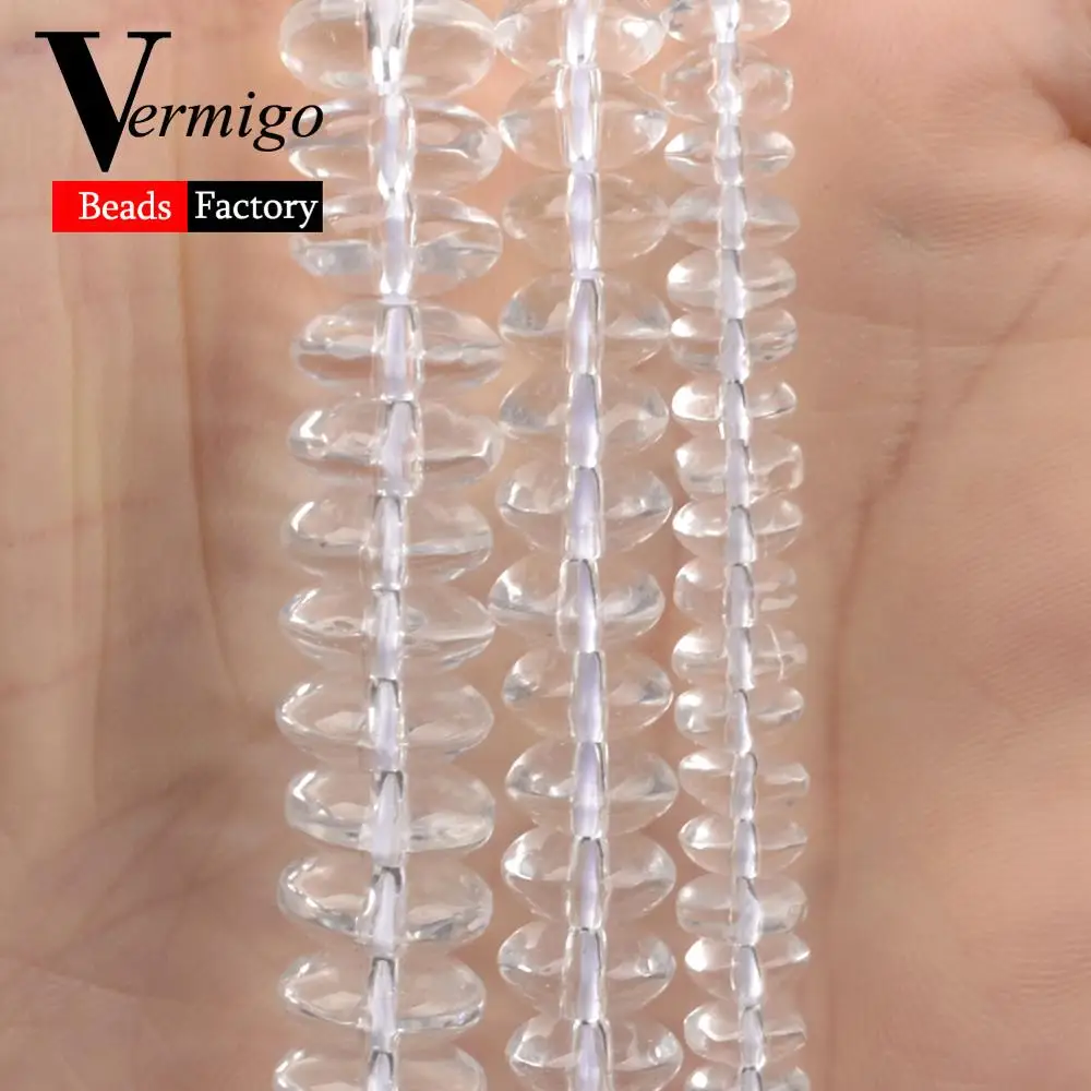 

Natural Mineral Stone Smooth White Crystal Abacus Beads For Jewelry Making 4*6/5*8/6*9mm Spacer Loose Beads Diy Bracelets 15inch