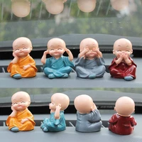 4pcsset car ornaments cute little monk resin statue auto dashboard toys dolls for home office car display interior decor
