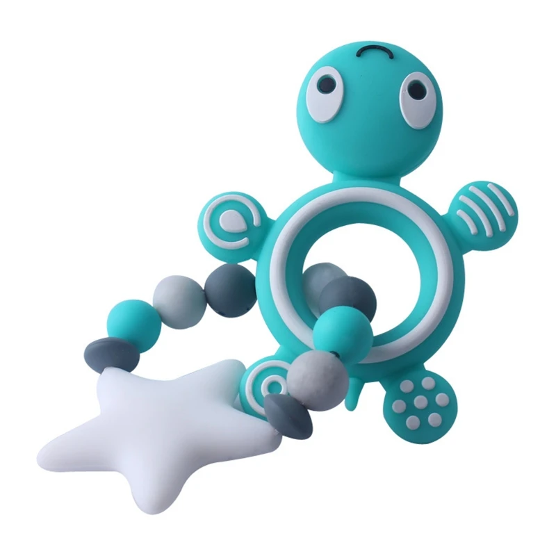 

Baby Teether Turtle Teething Ring Bracelet Nursing Chewing Toy Silicone Beads Molar Soother Newborn Toys QX2D