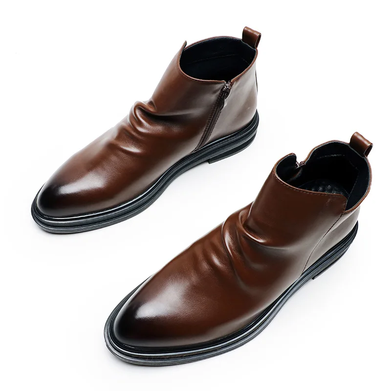 Ботинки мужские кожаные деловые Повседневная модная зимняя обувь до щиколотки| |