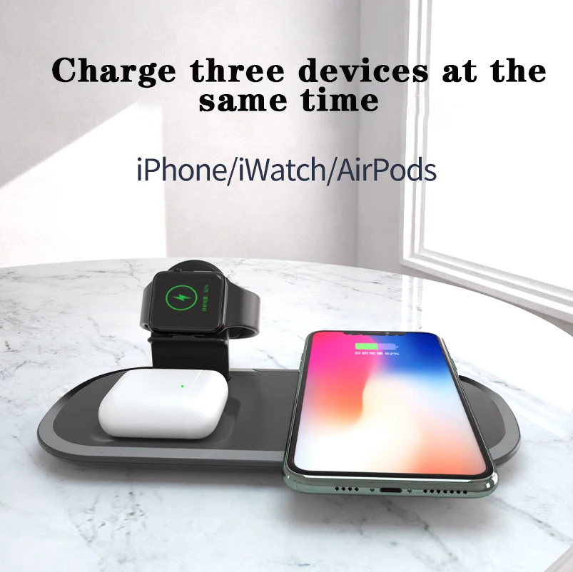 

ZUIDID Chargeur sans fil 3 en 1 pour Apple Watch, Station de charge rapide, pour iPhone 12 Pro Max 11 Xs Max 8 Plus 15W, 2021