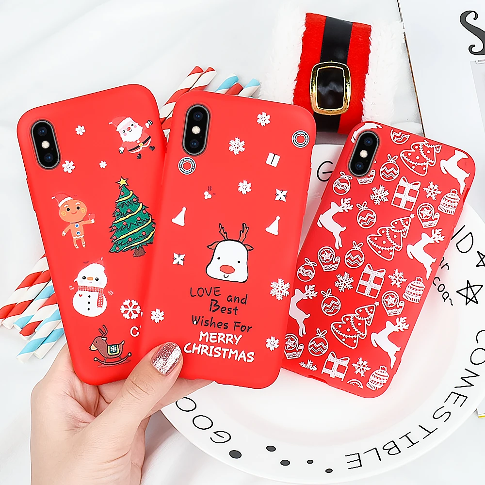 Christmas Cartoon TPU Phone Case For iPhone X XR XS Max Lovely Santa Claus Elk Cover 11 Pro 10 Fundas |