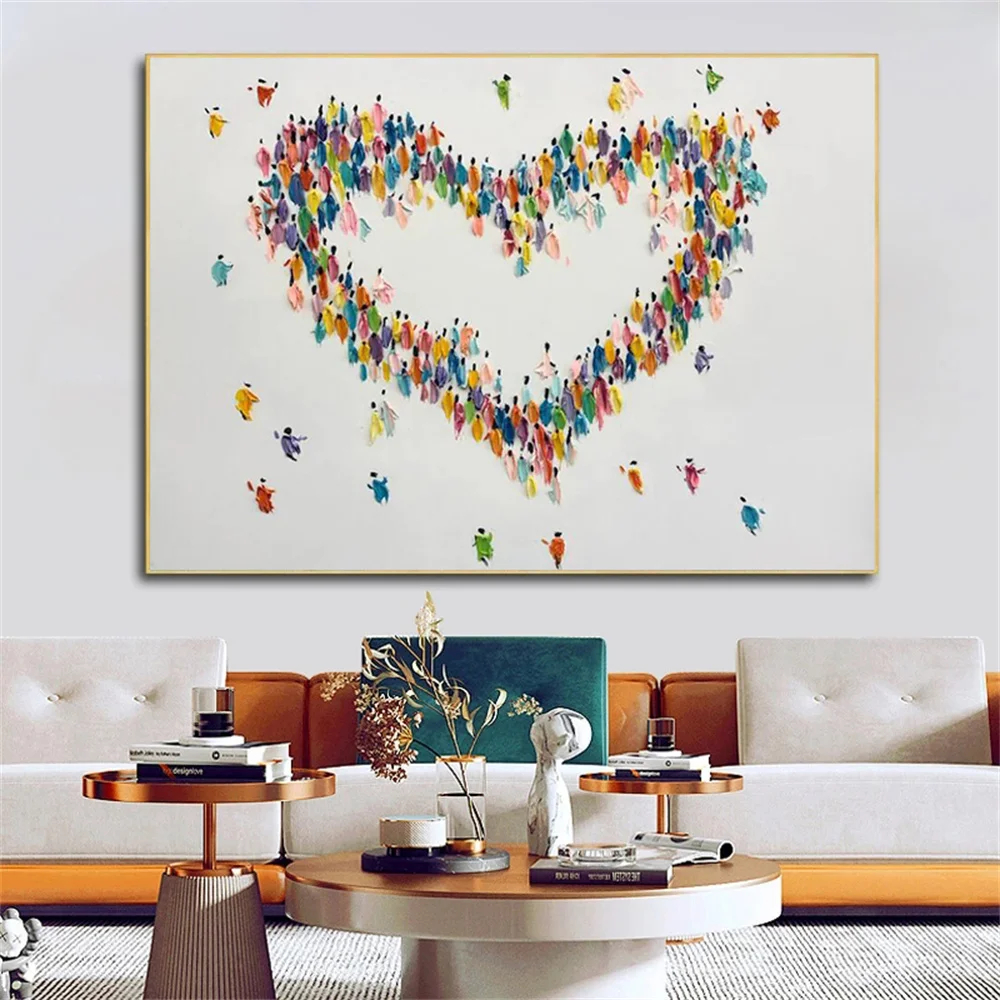 

Abstract Oil painting Villain Canvas Painting Wall Art For Living Room Love heart Picture Home Decor Posters Family Couples Gift