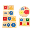 Головоломка Монтессори Сенсорная деревянная ручка, доска-прищепка, геометрическая форма, соответствие цвету, детская доска, обучающая развивающая игрушка