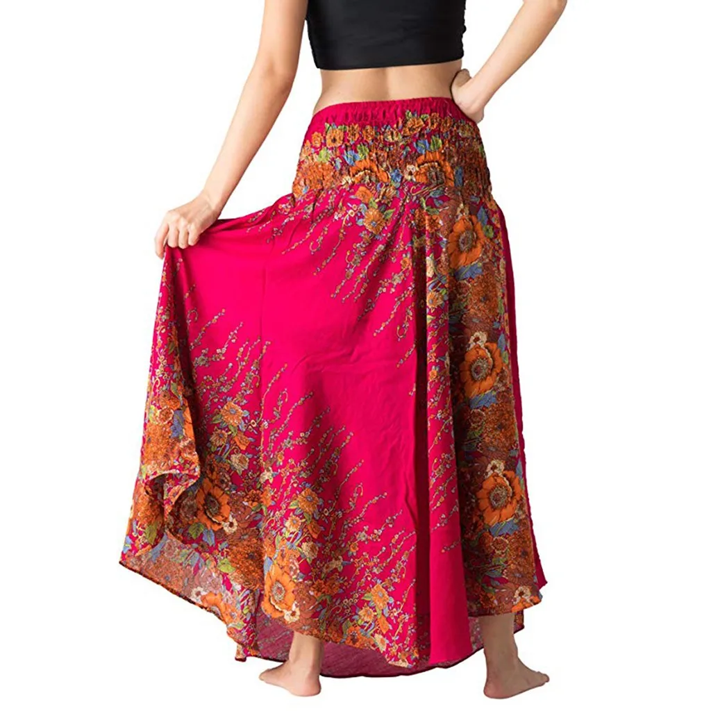 

Popular Skirts New Women Gypsy Boho Chiffon Skirt Femme Long Maxi Skirts Ladies Beach Pleated Sundress Skirt Of Thin See-Through
