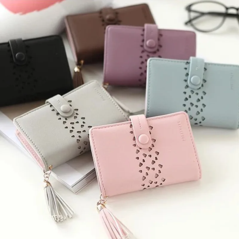 

Fashion Laser Hollow Out Card Holders Women Credit Card Wallet Small Tassel Business Id Card Holder Purse Case 20 Slots